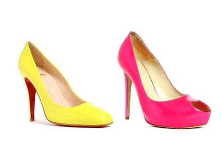 熒光(guāng)色高(gāo)跟鞋很是耀眼